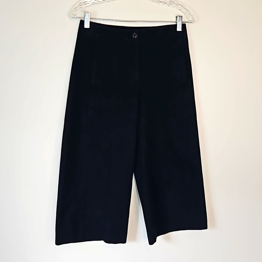 Ann Taylor Petite Black Wide Leg Crop Pants Size 2p